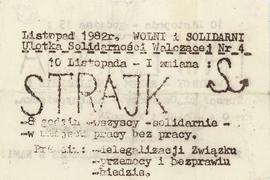 Ulotka Solidarności Walczącej Nr 4 - Strajk