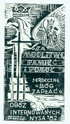 Za modlitwę, pamięć i pomoc serdeczne >>Bóg zapłać jednostronna, czarno-biała