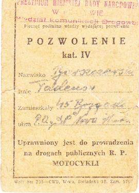 Pozwolenie [dot. prowadzenia pojazdu]