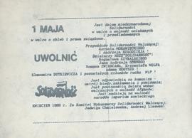 1 maja/ uwolnić/ Solidarność