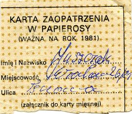 Karta zaopatrzenia w papierosy