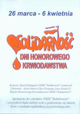 Solidarność: Dni Honorowego Krwiodawstwa